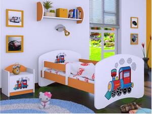 Dětská postel bez šuplíku 160x80cm SUPER LOKOMOTIVA - oranžová