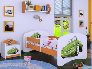 Dětská postel bez šuplíku 160x80cm ZELENÉ AUTO - oranžová
