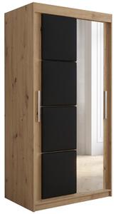Šatní skříň Tapi 2 | 100 cm | artisan | panel z černé ekokůže