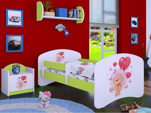Dětská postel bez šuplíku 180x90cm MEDVÍDEK S BALONKY - zelená