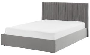 Sametová postel s úložným prostorem 160 x 200 cm šedá VION