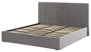 Sametová postel s úložným prostorem 180 x 200 cm šedá VION