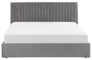Sametová postel s úložným prostorem 180 x 200 cm šedá VION