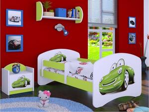 Dětská postel bez šuplíku 160x80cm ZELENÉ AUTO - zelená