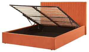 Sametová postel s úložným prostorem 160 x 200 cm oranžová VION