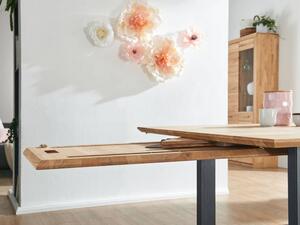 Rozkládací jídelní stůl masiv divoký dub a kov Sonata 140/190x90