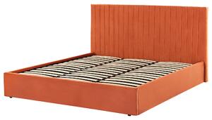 Sametová postel s úložným prostorem 180 x 200 cm oranžová VION