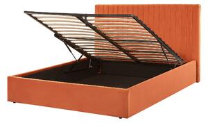 Sametová postel s úložným prostorem 140 x 200 cm oranžová VION