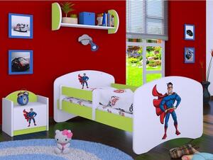 Dětská postel bez šuplíku 160x80cm SUPERMAN - zelená