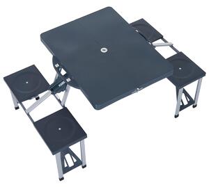 Skládací kempingový stůl a 4 stoličky, tmavě šedý