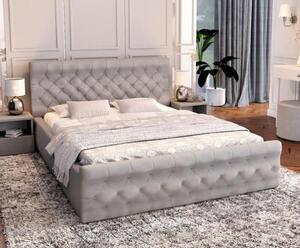 Luxusní postel CHICAGO TRINITY 90x200 s kovovým zdvižným roštem SVĚTLE ŠEDÁ