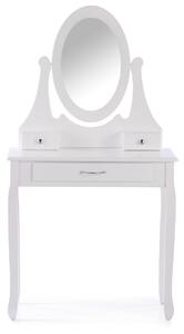Toaletní stolek Glamour s pohyblivým zrcadlem 3 šuplíky a elegantním taburetem Bílý NOLITE