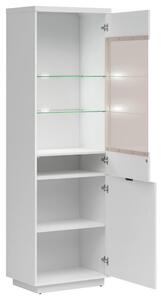 VITRÍNA, bílá, vysoce lesklá bílá, 64/200,5/42,5 cm - Kredence a vitríny, Online Only