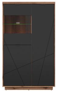 VITRÍNA, černá, barvy dubu, 94/157/42,5 cm - Kredence a vitríny, Online Only