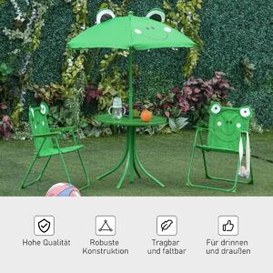 Dětský zahradní nábytek se slunečníkem Žabka, sada 4 ks