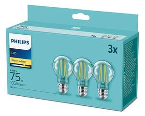 Philips SADA 3x LED Žárovka Philips E27/8,5W/230V 2700K P4405