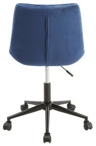 AUTRONIC Pracovní židle, modrá sametová látka, výškově nastav., černý kovový kříž