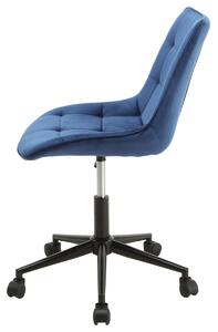 AUTRONIC Pracovní židle, modrá sametová látka, výškově nastav., černý kovový kříž