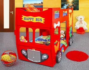 Dětská patrová autopostel HAPPY BUS 190x90 cm - červená