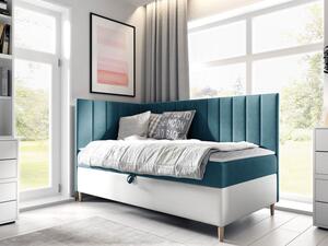 Kontinentální postel Junior Kamire 3, Strana: levá, Rozměr postele: 80x200, Barva:: ekokůže Soft 017 (bílá) + Fresh 34 Mirjan24 5903211192418