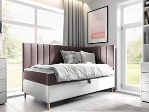 Kontinentální postel Junior Kamire 3, Strana: pravá, Rozměr postele: 80x200, Barva:: ekokůže Soft 017 (bílá) + Fresh 09 5903211204432
