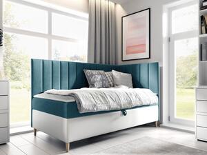 Kontinentální postel Junior Kamire 3, Strana: pravá, Rozměr postele: 90x200, Barva:: ekokůže Soft 017 (bílá) + Fresh 34 5903211204586