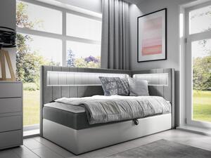 Kontinentální jednolůžková postel Junior Ribezo 3, Strana: pravá, Rozměr postele: 100x200, Barva:: ekokůže Soft 017 (bílá) + Fresh 14 Mirjan24 5903211203763
