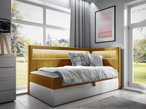 Kontinentální jednolůžková postel Junior Ribezo 3, Strana: pravá, Rozměr postele: 90x200, Barva:: ekokůže Soft 017 (bílá) + Fresh 37 5903211203435