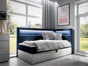 Kontinentální jednolůžková postel Junior Ribezo 3, Strana: pravá, Rozměr postele: 80x200, Barva:: ekokůže Soft 017 (bílá) + Fresh 11 5903211203282