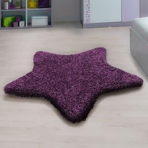Vopi | Kusový koberec Star shagy 1300 lila - 100 x 100 cm hvězda