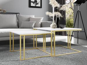 Set 2 konferenčních stolků Froyw Gold, Barva: zlatá / arktická bílá 5903211310539