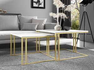 Set 2 konferenčních stolků Froyw Gold, Barva: zlatá / bílý mramor Mirjan24 5903211310553
