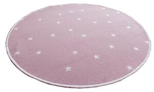 Vopi koberce AKCE: 100x100 (průměr) kruh cm Kusový dětský koberec Hvězdičky růžové kruh - 100x100 (průměr) kruh cm