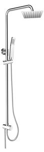 Mereo Sprchový set s tyčí hranatý, nerezová hlavová sprcha a třípolohová ruční sprcha Varianta: Sprchový set s tyčí, hadicí, ruční a talíř. hranatou …