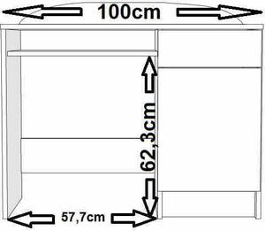 KIND COLOR ABS B10 Psací stůl MEDVÍDEK (Provedení: bílá | grafit, Umístění skříňky: vlevo)