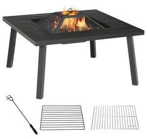 Goleto Zahradní stůl s ohništěm 3v1 | 81 x 81 x 53 cm