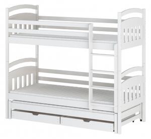 Patrová postel se šuplíky a přistýlkou ABAYOMI - 70x160, bílá