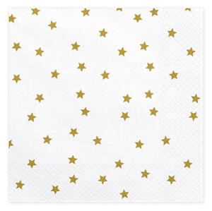 Papírové ubrousky zlaté hvězdy 33x33 cm 20ks