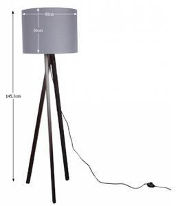 Stojací lampa, šedá / dřevo černé, LILA TYP 10
