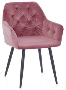 Židle velurová do Pracovny Jídelny Glamour Prošívaný Růžový ARGENTO