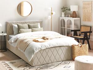 Sametová postel s úložným prostorem 140 x 200 cm béžová ROCHEFORT