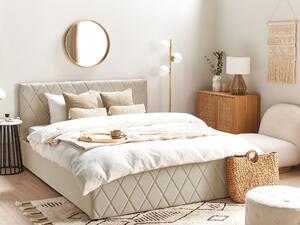 Sametová postel s úložným prostorem 160 x 200 cm béžová ROCHEFORT