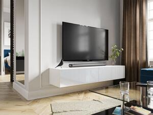Televizní stolek 180 cm ASHTON - bílý / lesklý bílý