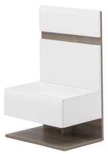 TEMPO Noční stolek, bílá extra vysoký lesk HG / dub sonoma tmavý truflový, LYNATET TYP 95