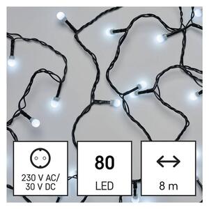 Emos Led vánoční cherry řetěz – kuličky, 8 m, vnější i vnitřní, studená bílá, časovač D5Ac02
