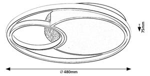 RABALUX 71044 Leola stropní svítidlo LED D480mm 81W/3800lm 3000+4000+6000K černá, bílá, stmívatelné, dálkový ovladač