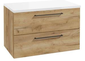 Kielle Vega Skříňka s deskou pod umyvadlo 80x50x46 cm, zlatý dub/bílá lesk 50018S821 1 set