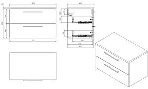 Kielle Vega Skříňka s deskou pod umyvadlo 80x50x46 cm, zlatý dub/bílá lesk 50018S821 1 set