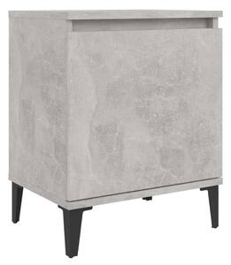 Noční stolek s kovovými nohami betonově šedý 40 x 30 x 50 cm