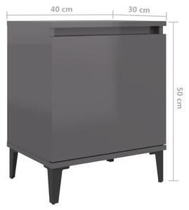 Noční stolek Brunati III - 40x30x50 cm | šedý s vysokým leskem
